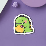 Cute dinosaur sticker mockup