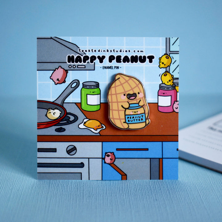 peanut pin on kitchen table backing card