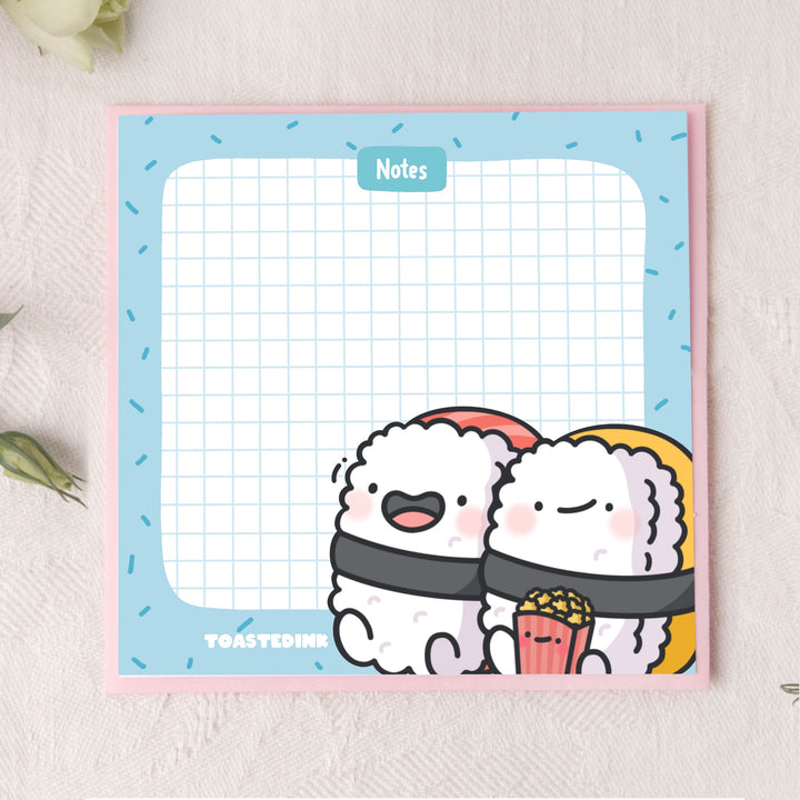 Cute Sushi Sticky Notes on pink background