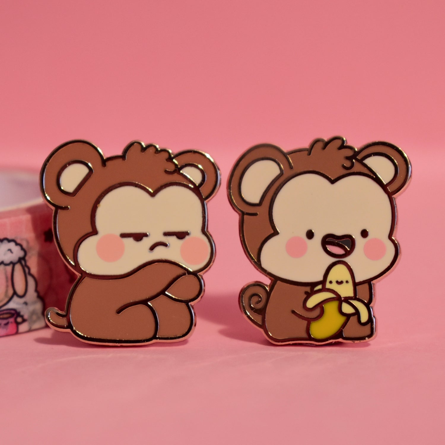 Monkey Duo Enamel Pins