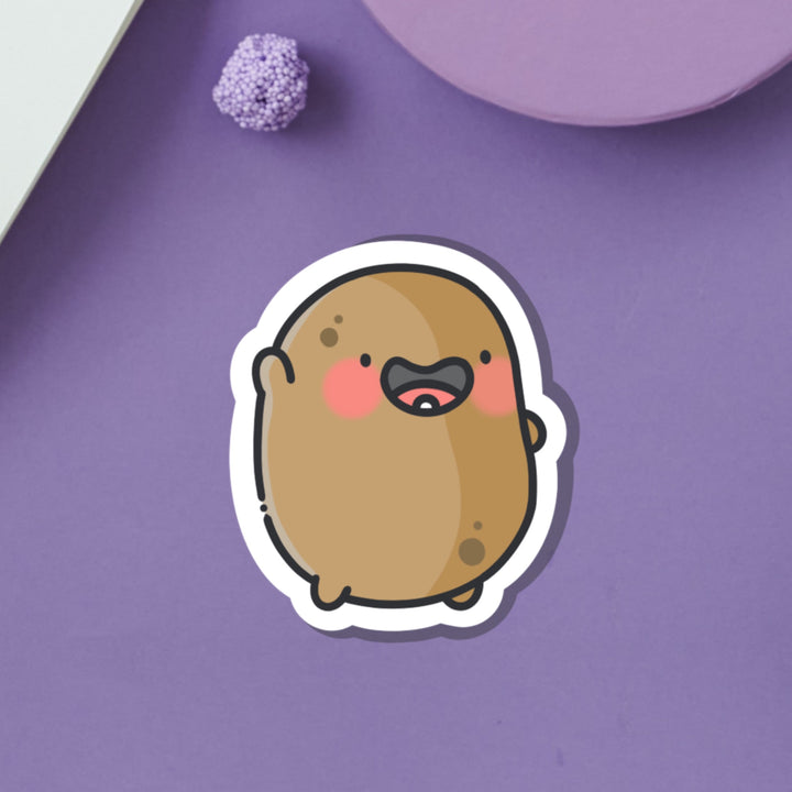 Potato waving vinyl sticker on purple background