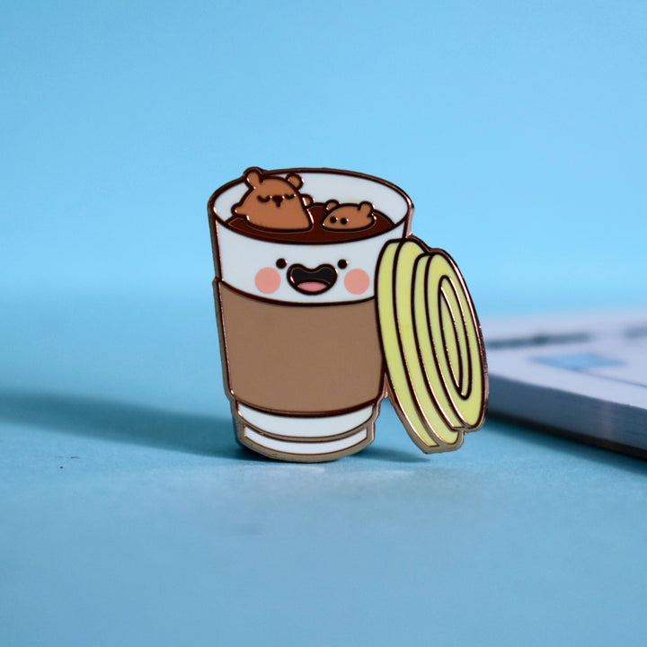 Coffee Cup Enamel pin and notepad