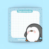 Penguin Sticky Notes on blue background