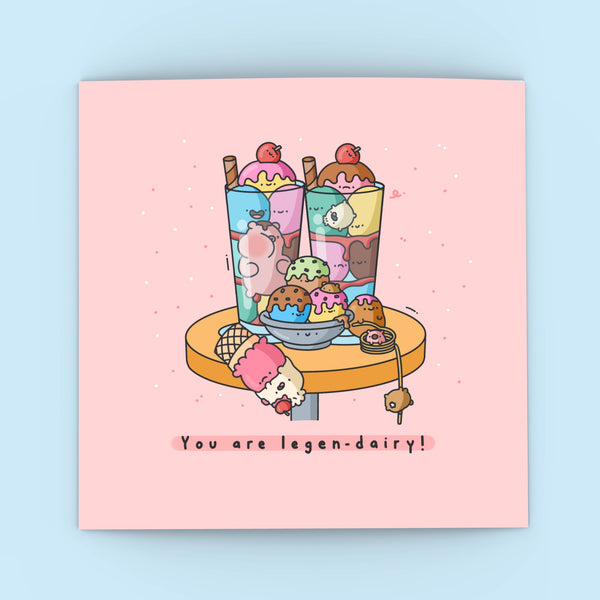 Ice cream card on blue background