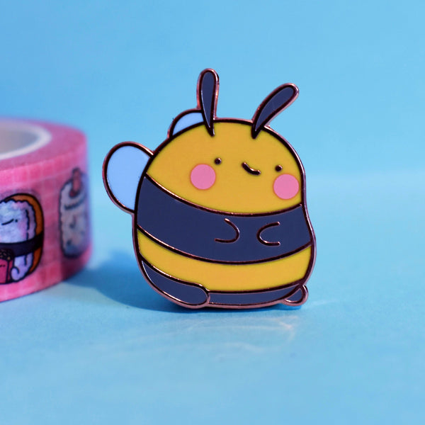 Bee Pin on blue background