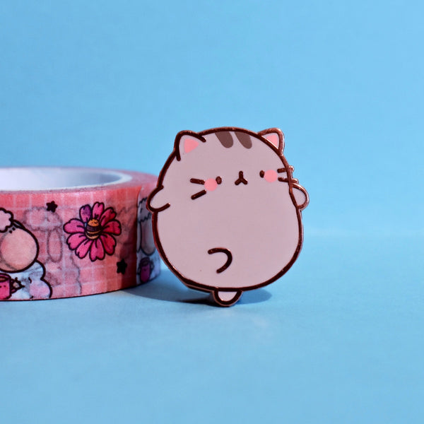 Cute Cat Pin with pink washi tape