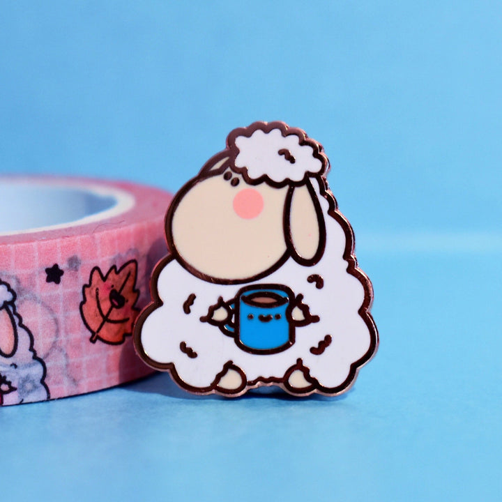 Sheep Pin on blue background
