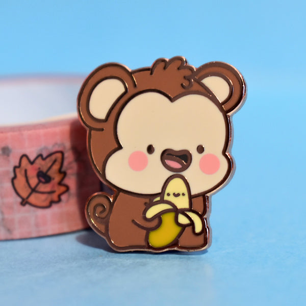 Cute Monkey pin with pink washi tape