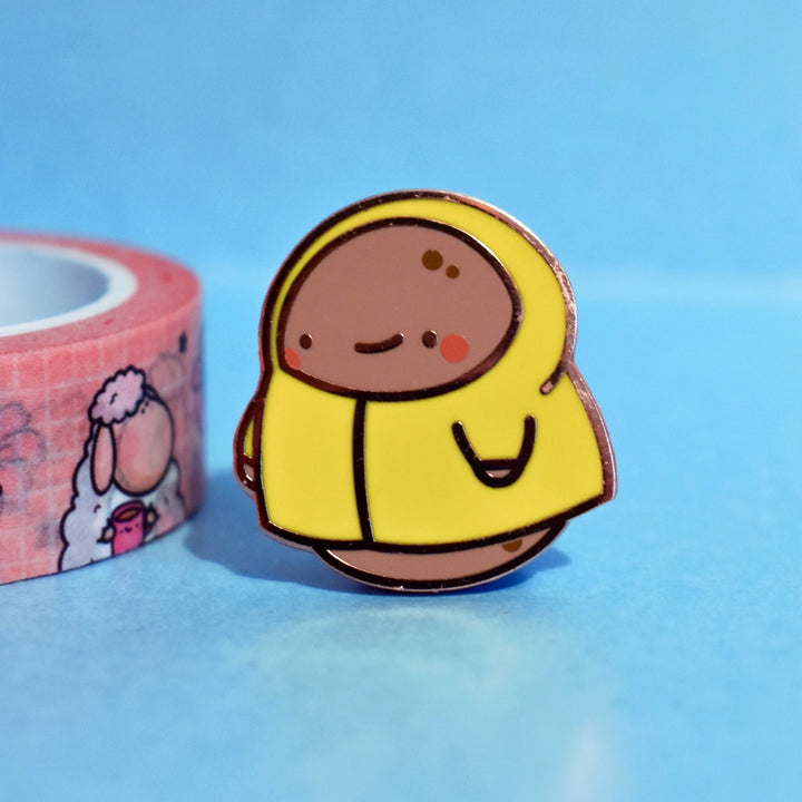 Cute Potato pin with washi tape on blue background