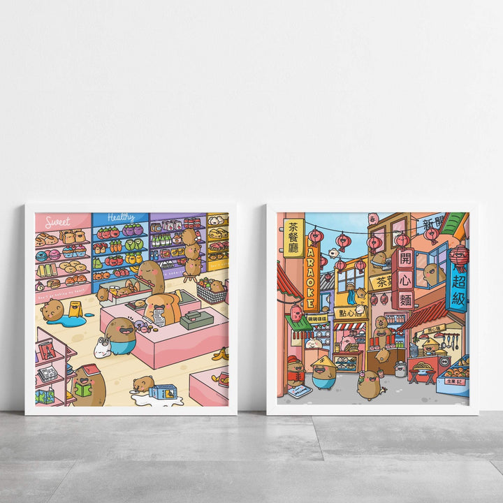 Cute Supermarket art print and chinatown art print