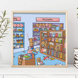 Cute Book Shop Art Print on white table